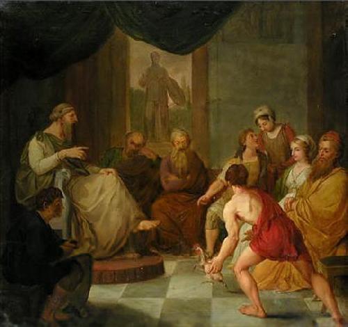 unknow artist Diogenes brings a plucked chicken to Plato Sweden oil painting art